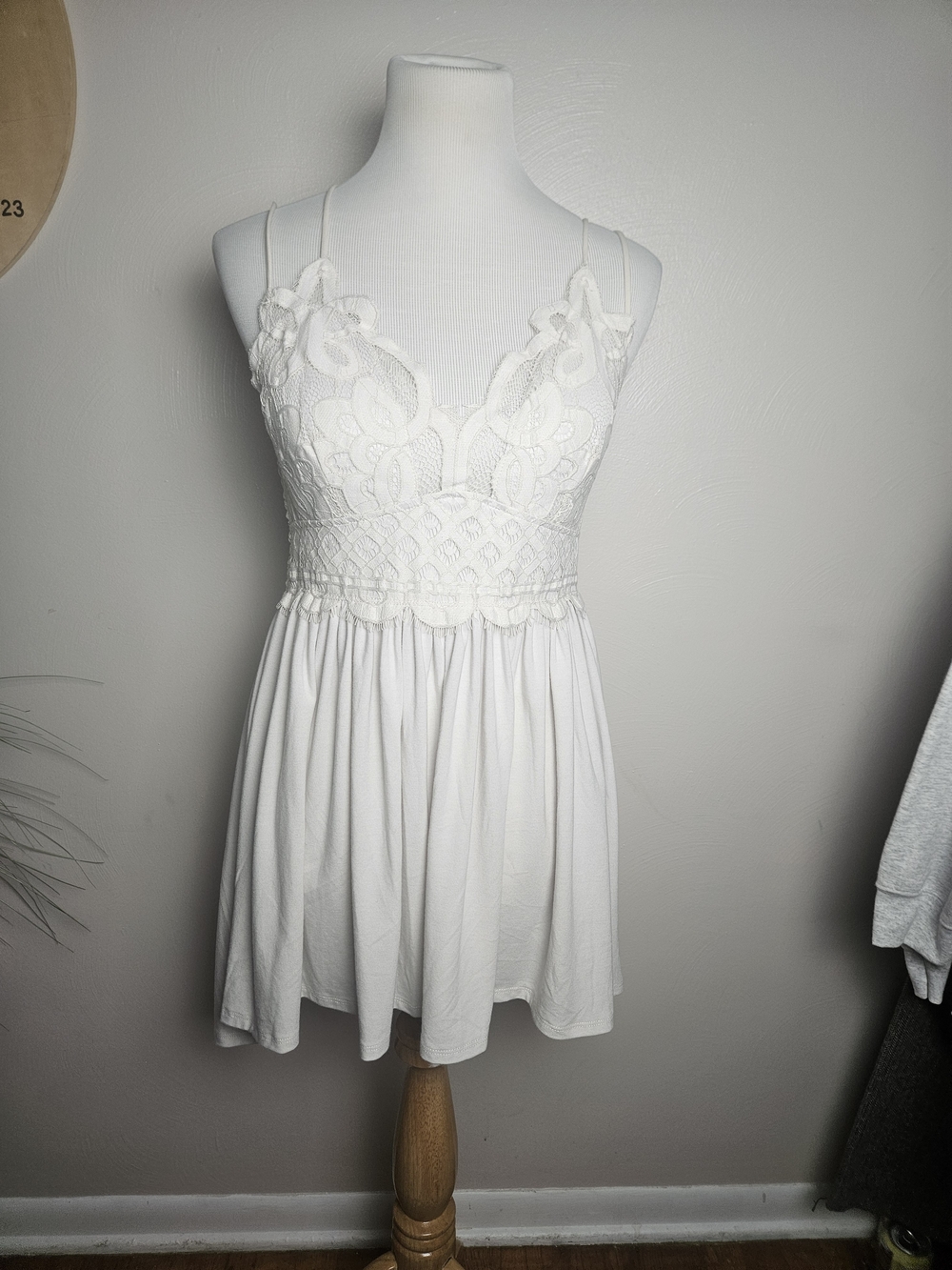 Zenana Outfitters White Lace Bodice Tunic Dress